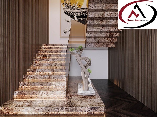 ĐÁ NÂU ĐẬM ỐP CẦU THANG