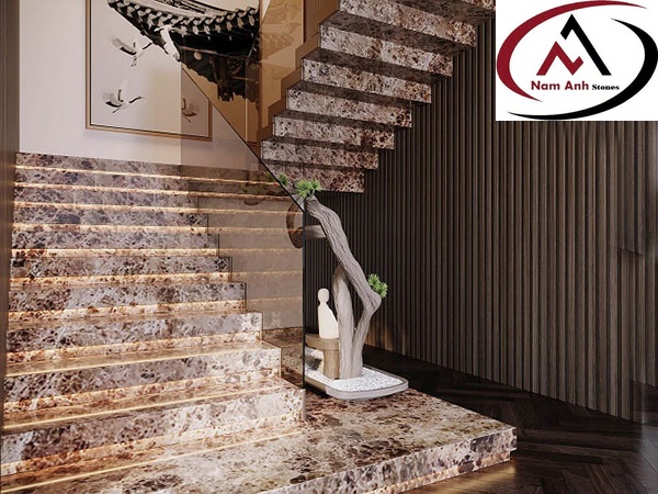 ĐÁ NÂU ĐẬM ỐP CẦU THANG